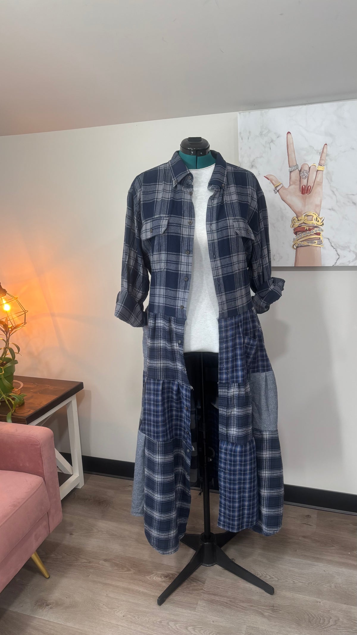 Upcycled Flannel Shirt Patchwork Duster | One of a Kind Plaid Dress
