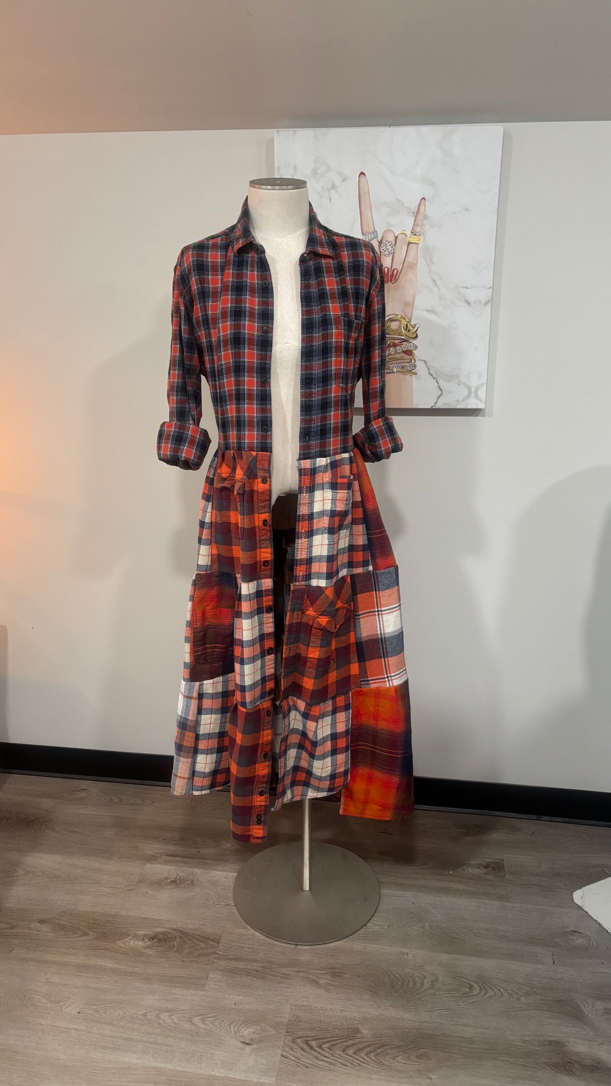 Upcycled Flannel Shirt Patchwork Duster | One of a Kind Plaid Dress