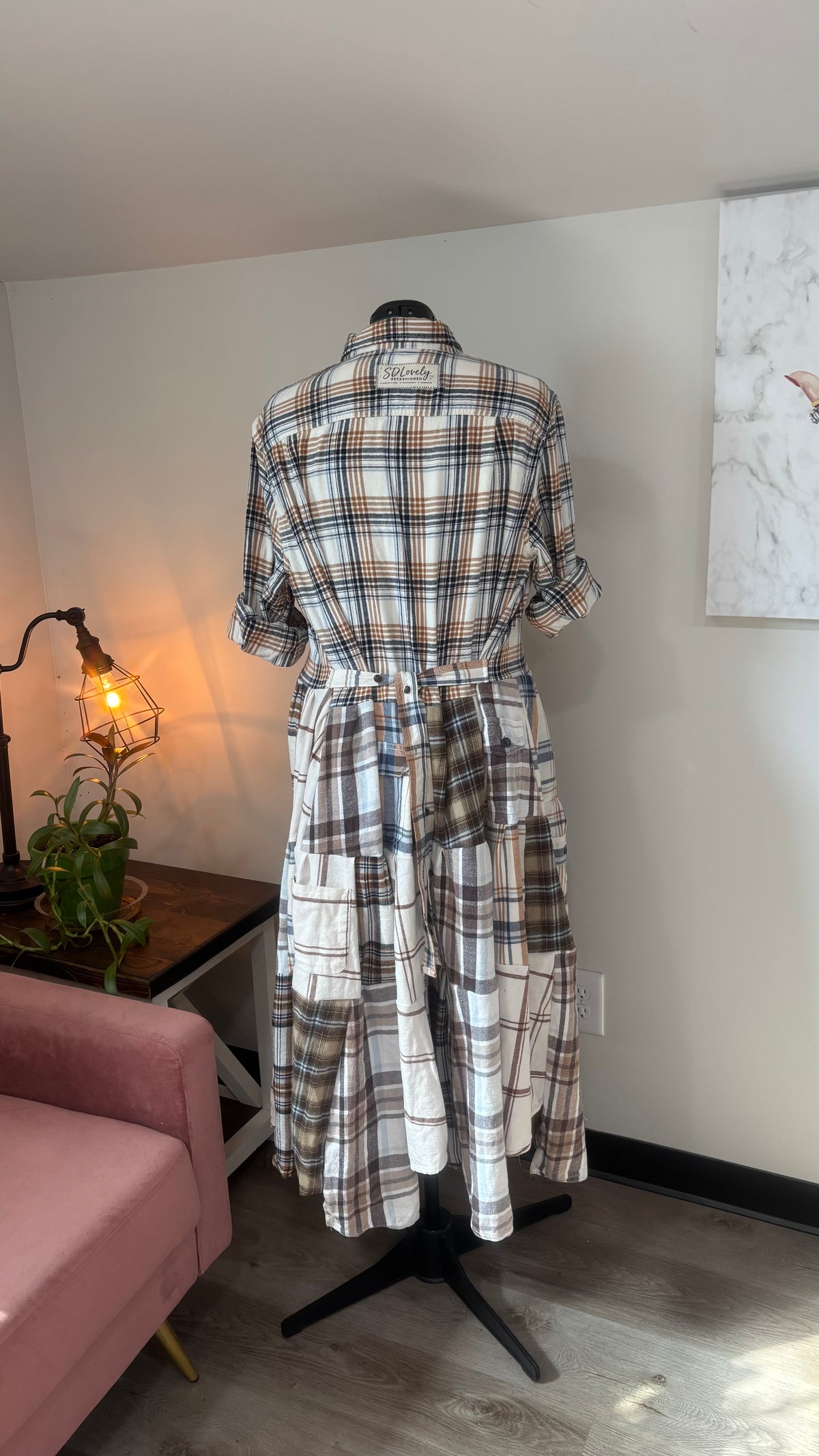 Upcycled Flannel Shirt Patchwork Duster | One of a Kind Plaid Dress