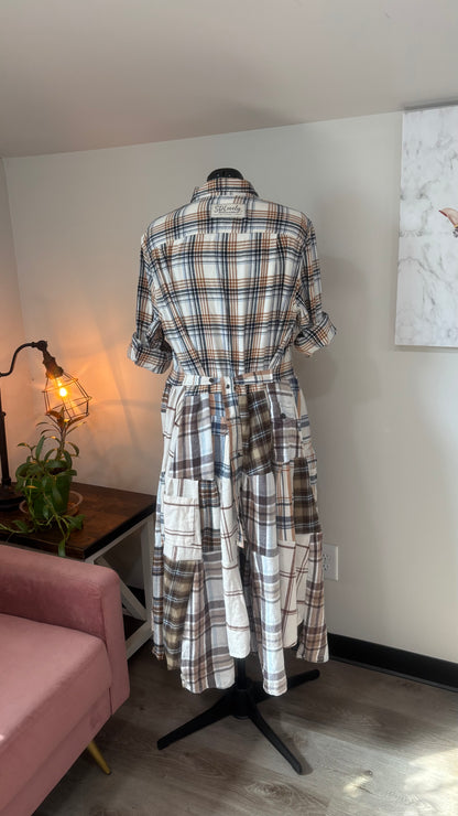 Upcycled Flannel Shirt Patchwork Duster | One of a Kind Plaid Dress