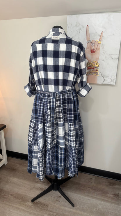 Upcycled Flannel Shirt Patchwork Duster | One of a Kind Plaid Dress