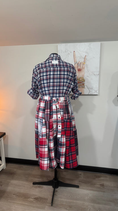 Upcycled Flannel Shirt Patchwork Duster | One of a Kind Plaid Dress