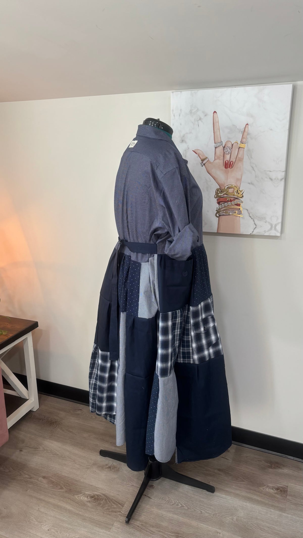 Upcycled Men’s Shirt Patchwork Duster | One of a Kind Plaid Dress