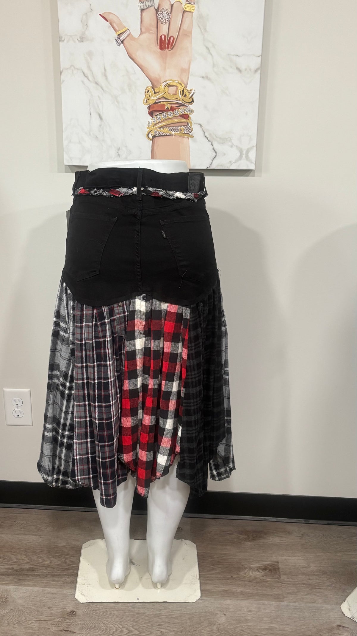 Upcycled Denim Men’s Flannel Shirt Skirt | One-of-a-Kind