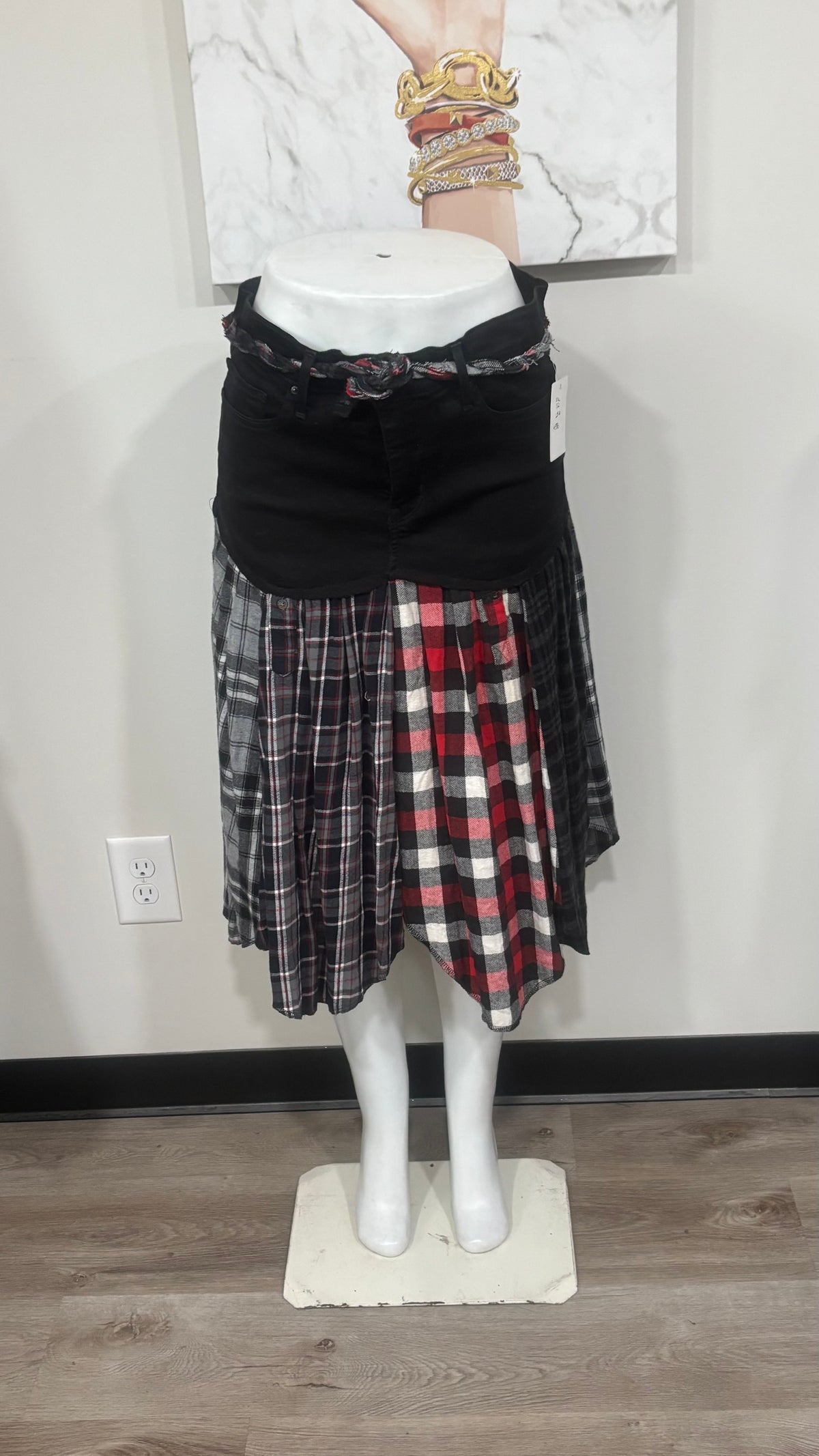 Upcycled Denim Men’s Flannel Shirt Skirt | One-of-a-Kind