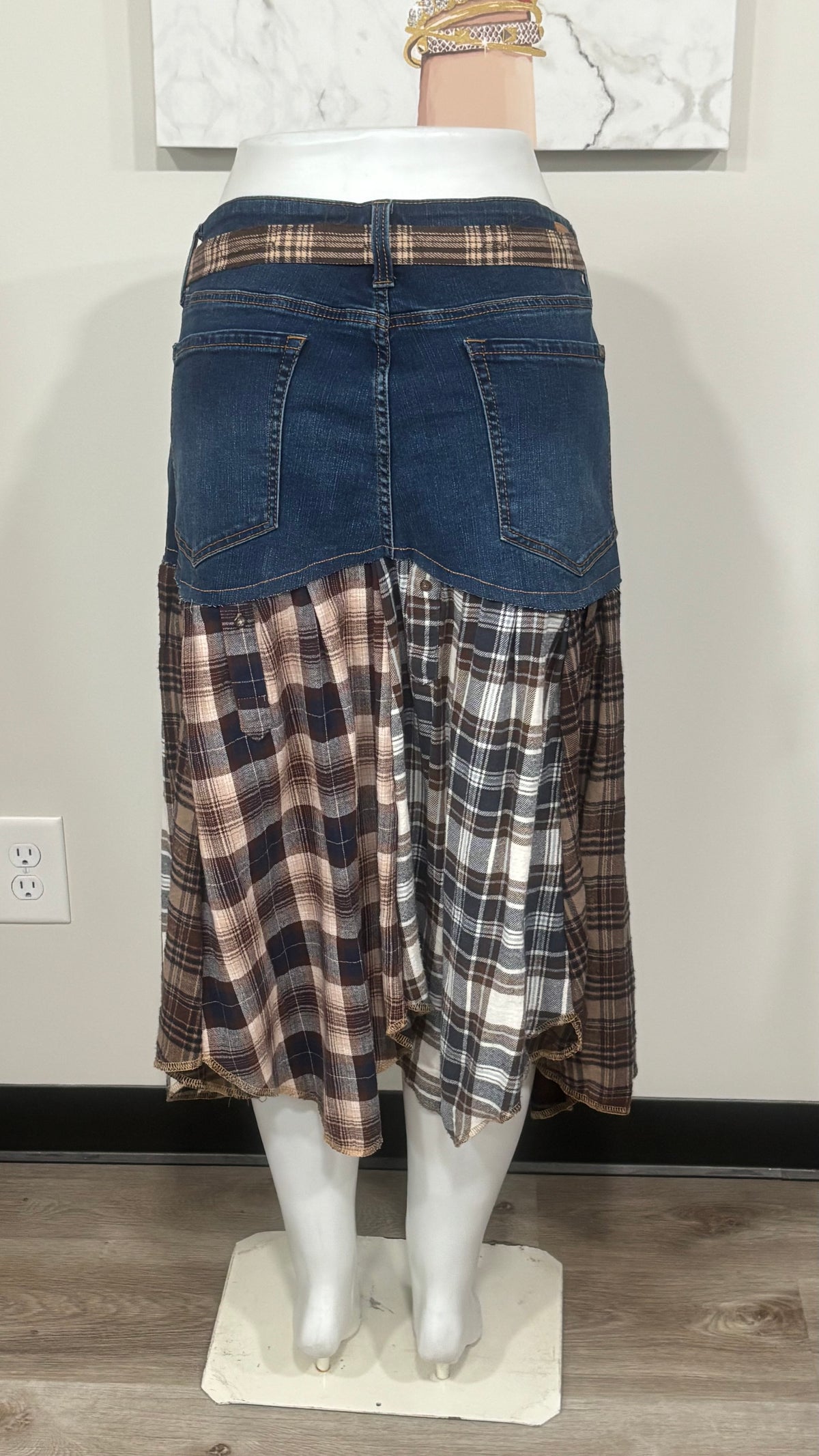 Upcycled Denim Men’s Flannel Shirt Skirt | One-of-a-Kind
