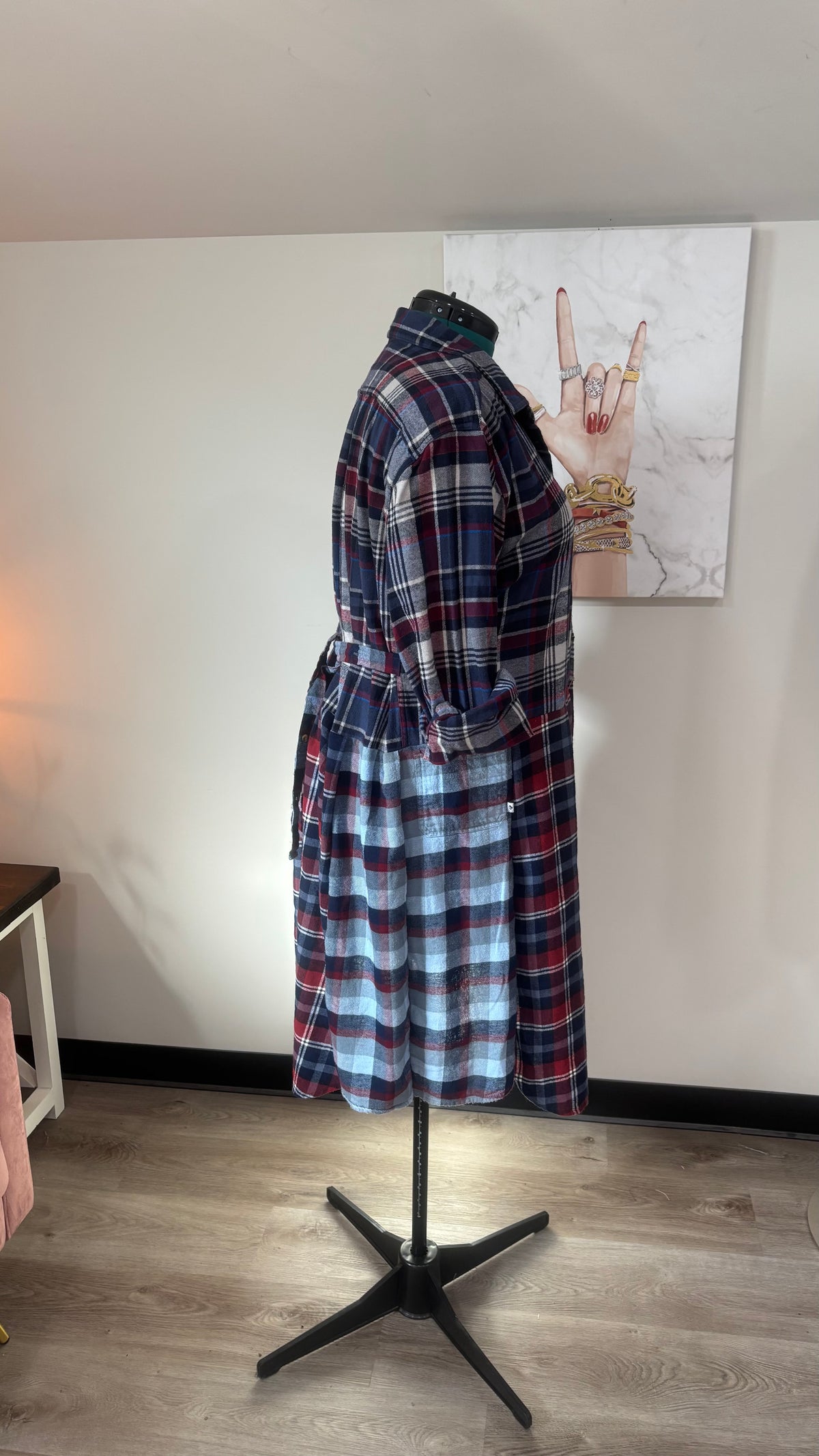 Upcycled Flannel Duster, Plaid Shirt Jacket
