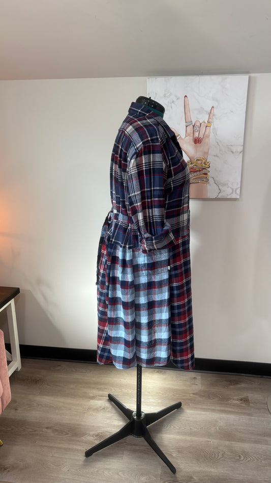 Upcycled Flannel Duster, Plaid Shirt Jacket