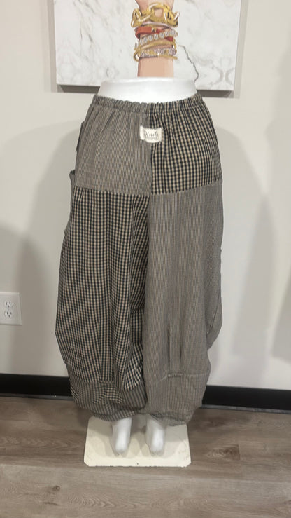 Upcycled Men’s Shirt Balloon Pants | Handmade Boho Pants | Sustainable Lounge Pants | One of a Kind Patchwork Pants