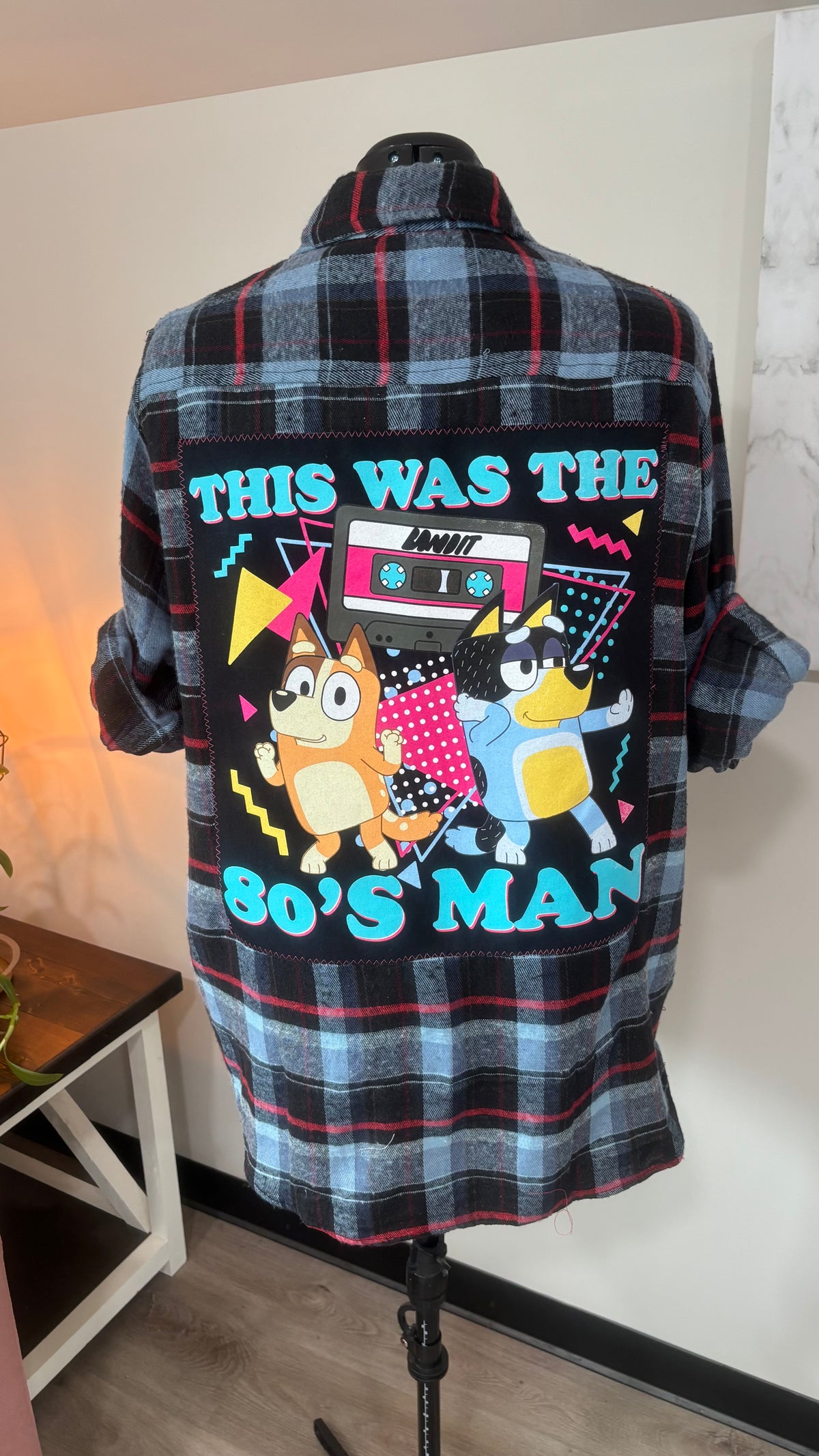 This is the 80’s Man (Bluey) - Refashioned Flannel