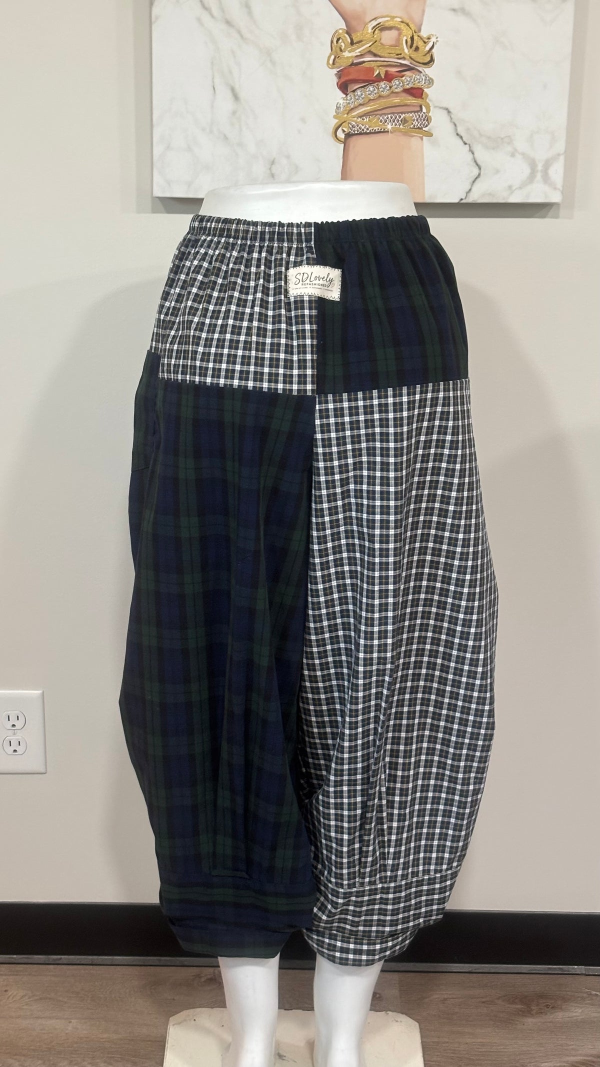 Upcycled Men’s Shirt Balloon Pants | Handmade Boho Pants | Sustainable Lounge Pants | One of a Kind Patchwork Pants