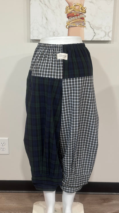 Upcycled Men’s Shirt Balloon Pants | Handmade Boho Pants | Sustainable Lounge Pants | One of a Kind Patchwork Pants