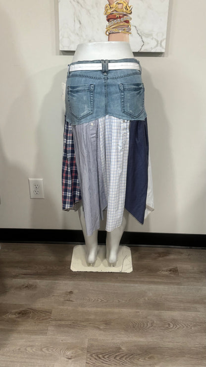 Upcycled Denim Men’s Shirt Skirt | One-of-a-Kind