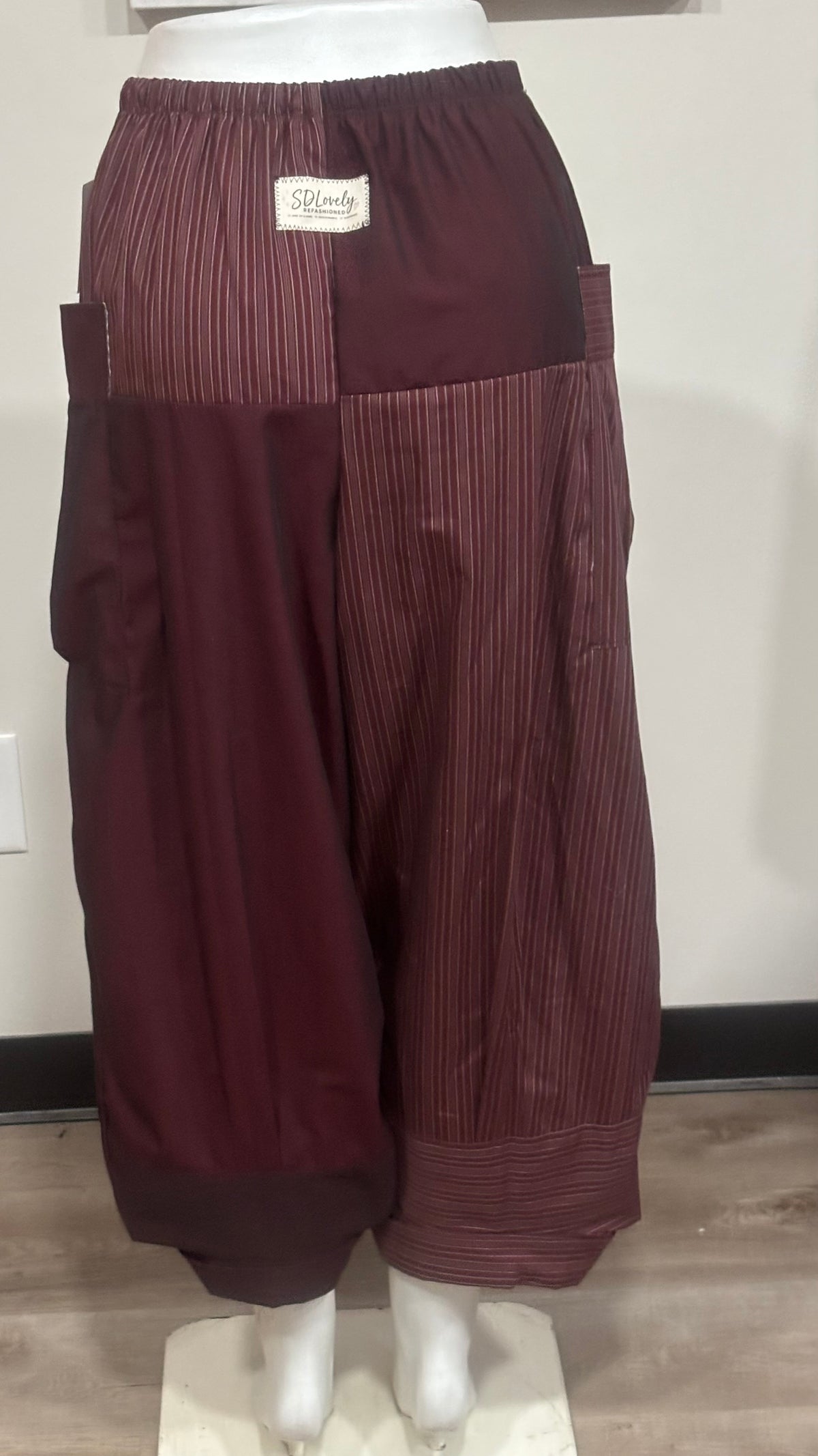 Upcycled Men’s Shirt Balloon Pants | Handmade Boho Pants | Sustainable Lounge Pants | One of a Kind Patchwork Pants