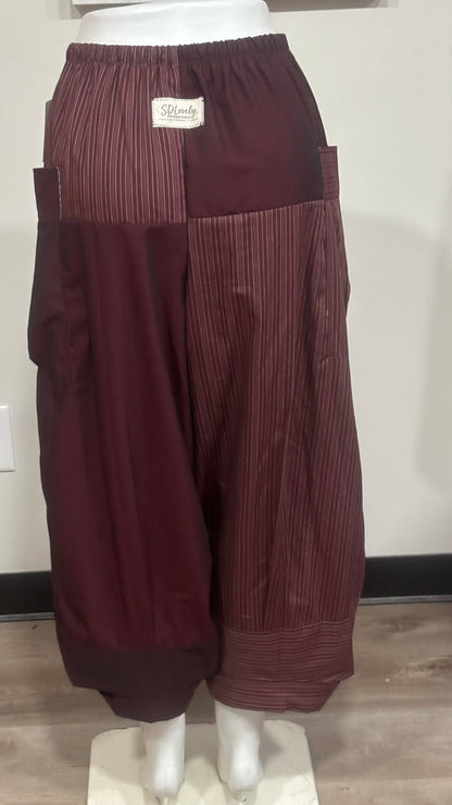 Upcycled Men’s Shirt Balloon Pants | Handmade Boho Pants | Sustainable Lounge Pants | One of a Kind Patchwork Pants