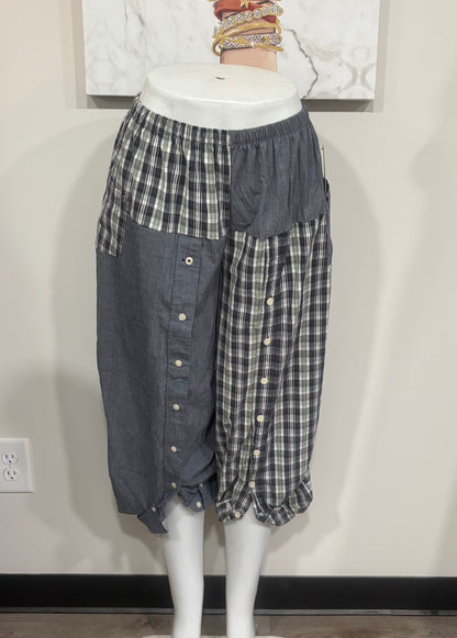 Upcycled Men’s Shirt Balloon Pants | Handmade Boho Pants | Sustainable Lounge Pants | One of a Kind Patchwork Pants