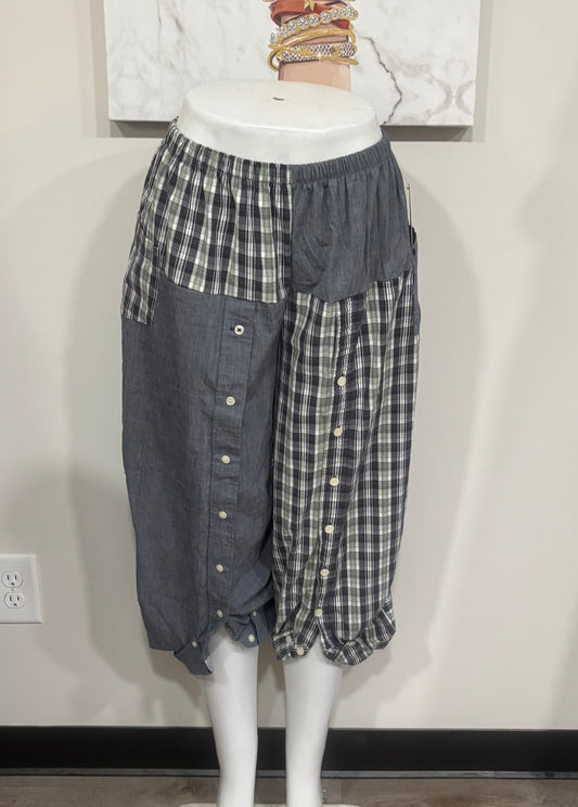 Upcycled Men’s Shirt Balloon Pants | Handmade Boho Pants | Sustainable Lounge Pants | One of a Kind Patchwork Pants