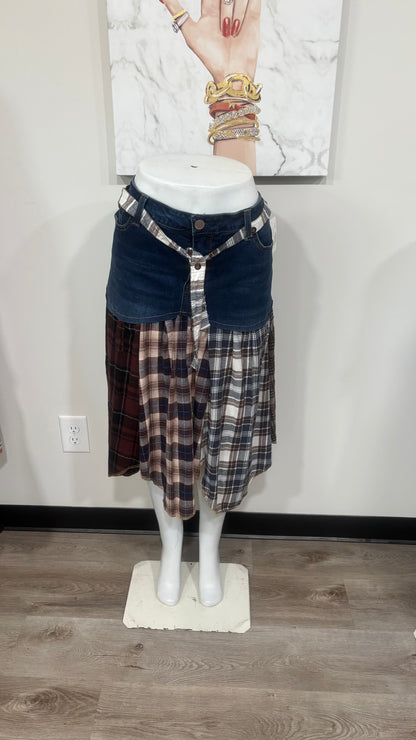 Upcycled Denim Men’s Flannel Shirt Skirt | One-of-a-Kind