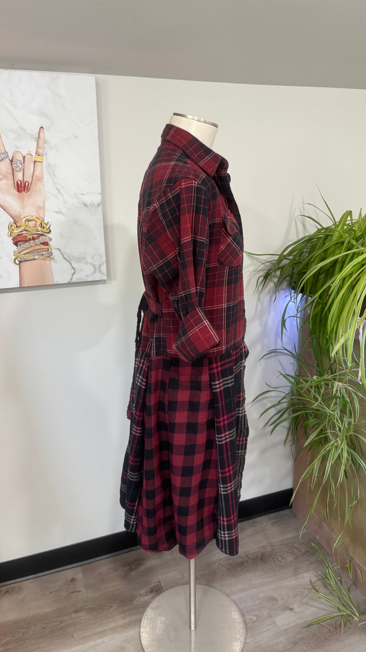 Upcycled Flannel Duster, Plaid Shirt Jacket