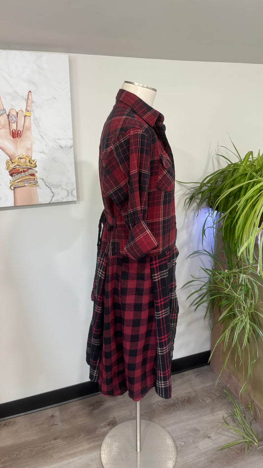 Upcycled Flannel Duster, Plaid Shirt Jacket
