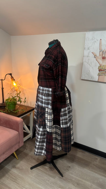 Upcycled Flannel Shirt Patchwork Duster | One of a Kind Plaid Dress