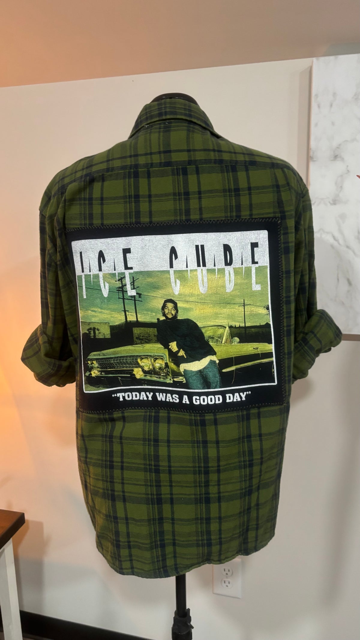 Ice Cube Today Was A Good Day - Refashioned Flannel