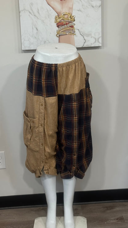 Upcycled Men’s Shirt Balloon Pants | Handmade Boho Pants | Sustainable Lounge Pants | One of a Kind Patchwork Pants