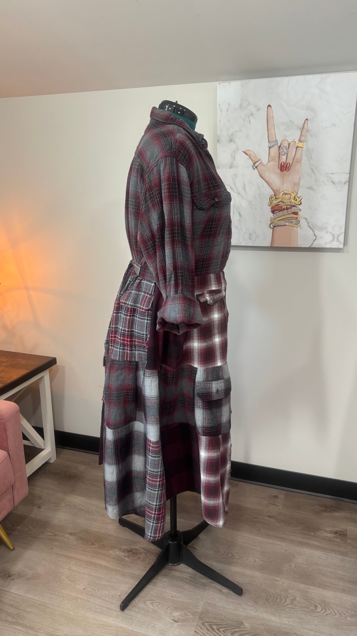 Upcycled Flannel Shirt Patchwork Duster | One of a Kind Plaid Dress