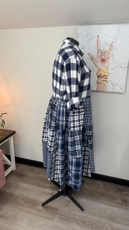 Upcycled Flannel Shirt Patchwork Duster | One of a Kind Plaid Dress