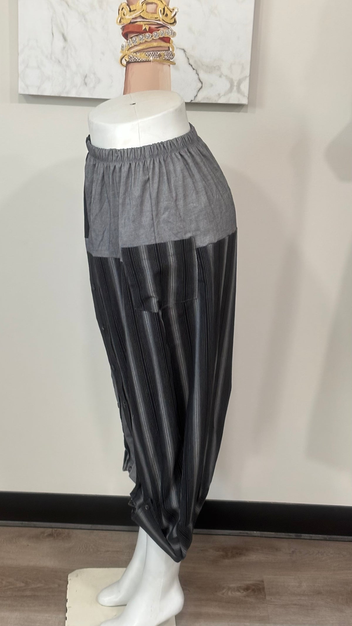 Upcycled Men’s Shirt Balloon Pants | Handmade Boho Pants | Sustainable Lounge Pants | One of a Kind Patchwork Pants