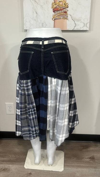 Upcycled Denim Men’s Flannel Shirt Skirt | One-of-a-Kind