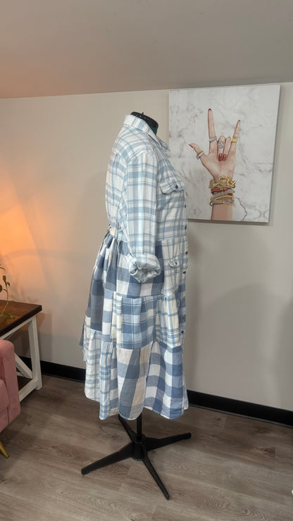Upcycled Flannel Shirt Patchwork Duster | One of a Kind Plaid Dress