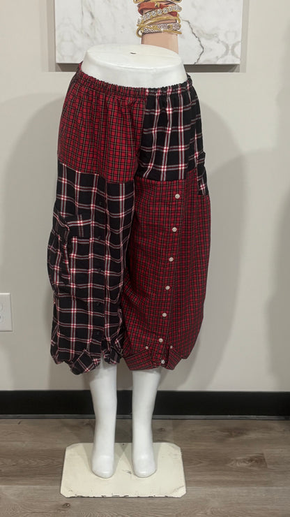 Upcycled Men’s Shirt Balloon Pants | Handmade Boho Pants | Sustainable Lounge Pants | One of a Kind Patchwork Pants