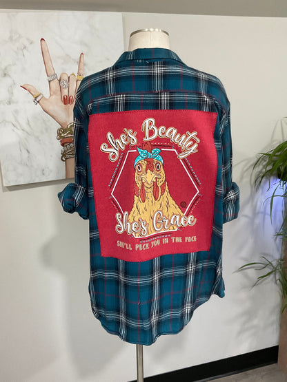 She’s Beauty She’s Grace  - Refashioned 100% Cotton Mens Shirt