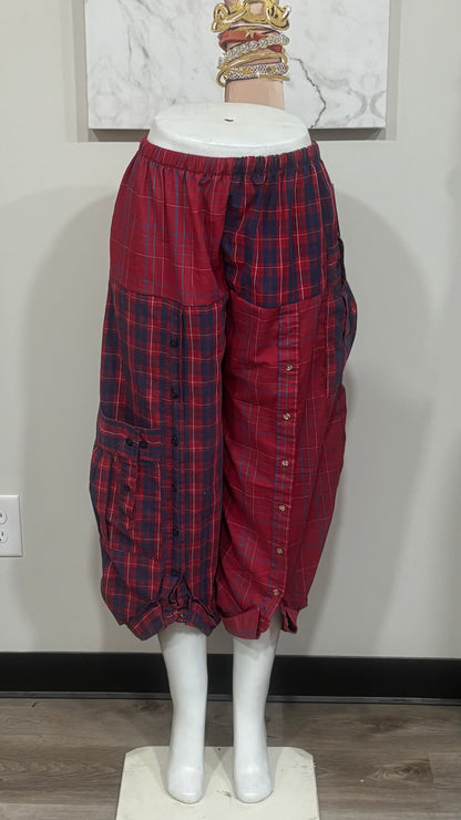 Upcycled Men’s Shirt Balloon Pants | Handmade Boho Pants | Sustainable Lounge Pants | One of a Kind Patchwork Pants