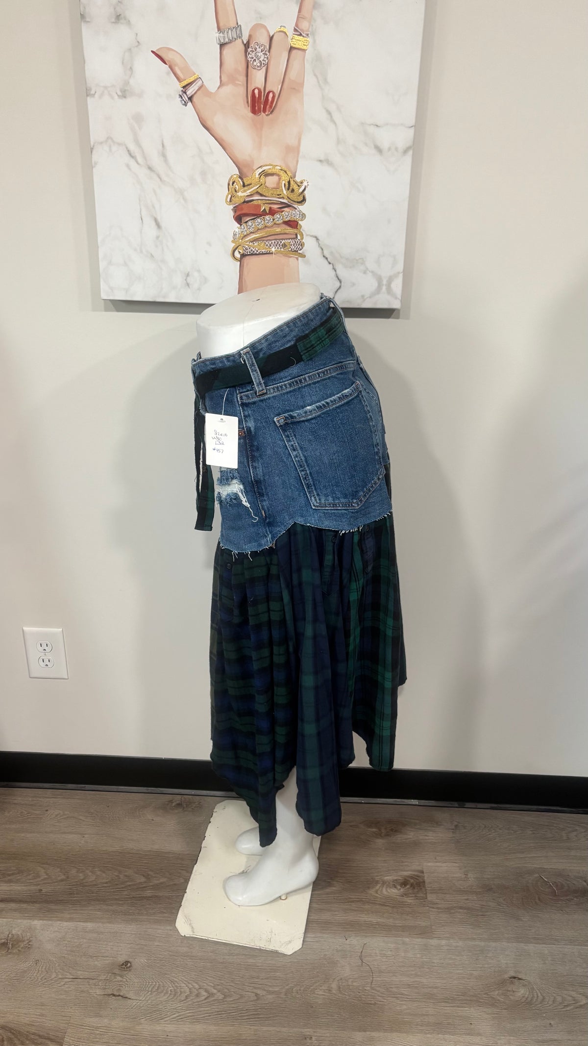 Upcycled Denim Men’s Flannel Shirt Skirt | One-of-a-Kind