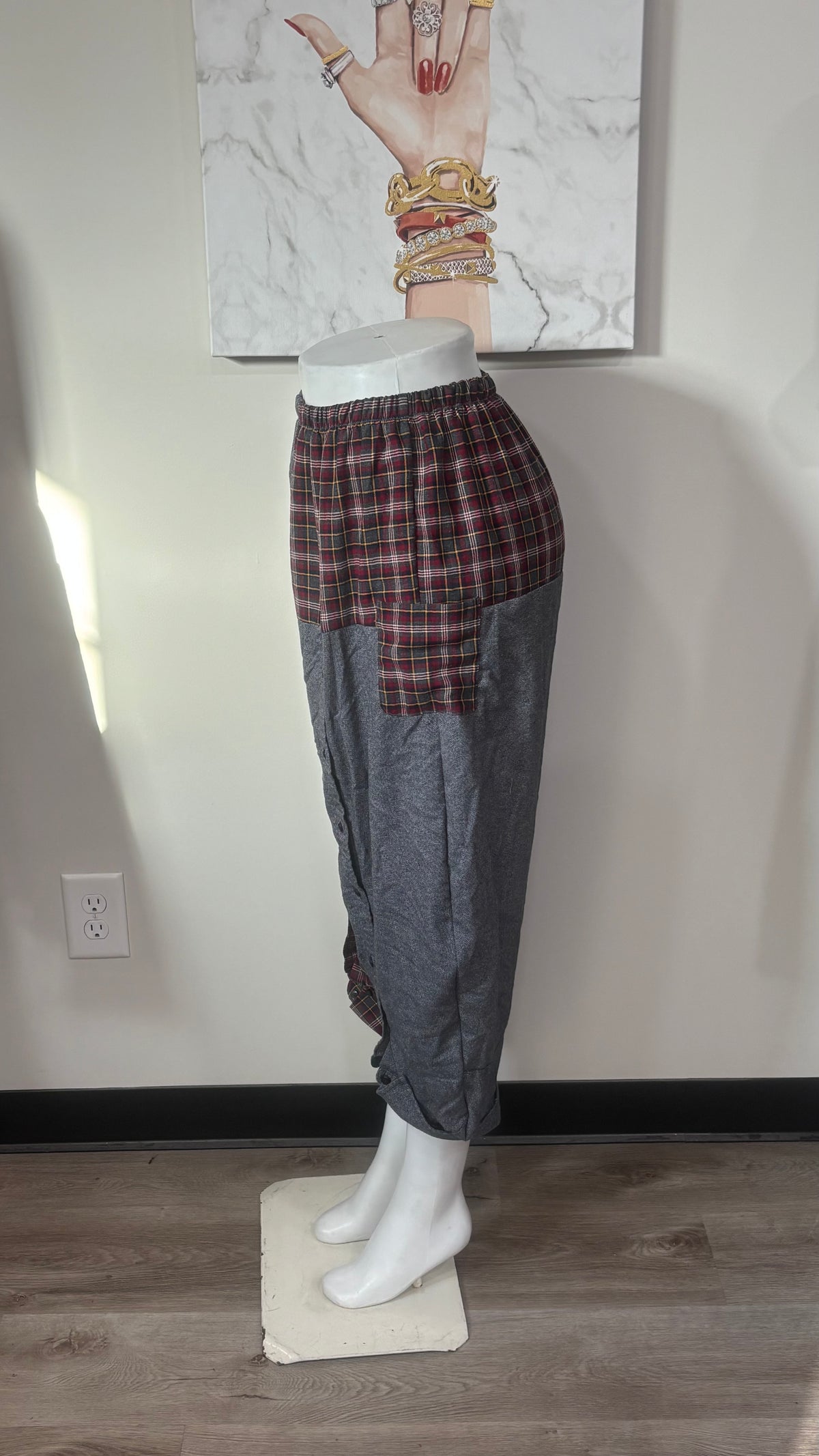 Upcycled Men’s Shirt Balloon Pants | Handmade Boho Pants | Sustainable Lounge Pants | One of a Kind Patchwork Pants