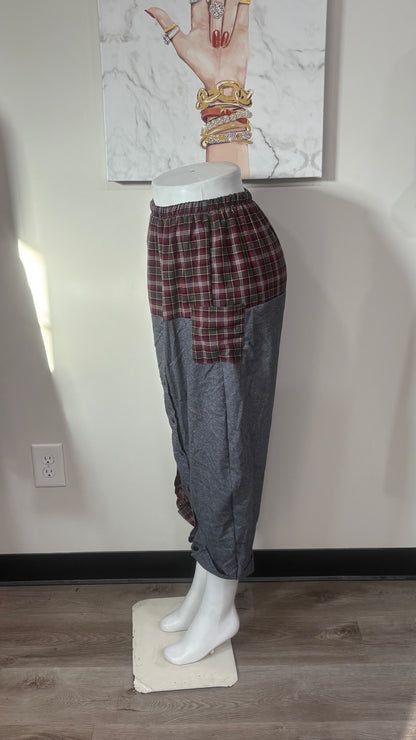 Upcycled Men’s Shirt Balloon Pants | Handmade Boho Pants | Sustainable Lounge Pants | One of a Kind Patchwork Pants