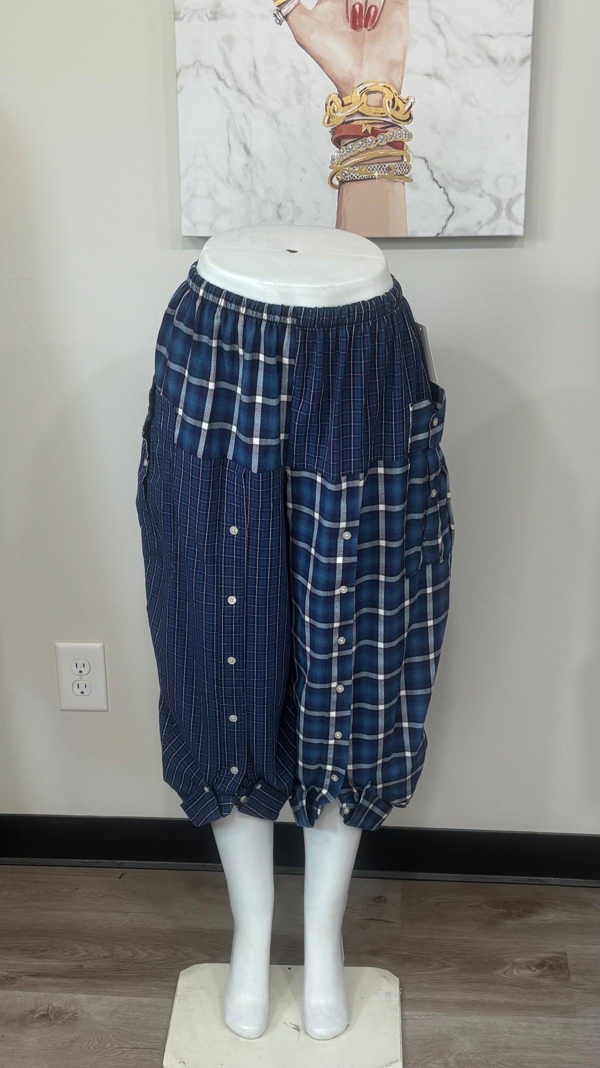 Upcycled Men’s Shirt Balloon Pants | Handmade Boho Pants | Sustainable Lounge Pants | One of a Kind Patchwork Pants