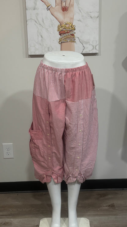 Upcycled Men’s Shirt Balloon Pants | Handmade Boho Pants | Sustainable Lounge Pants | One of a Kind Patchwork Pants