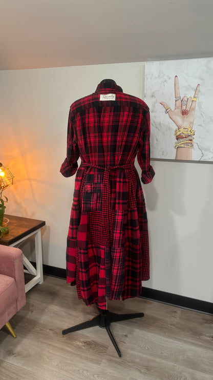 Upcycled Flannel Shirt Patchwork Duster | One of a Kind Plaid Dress
