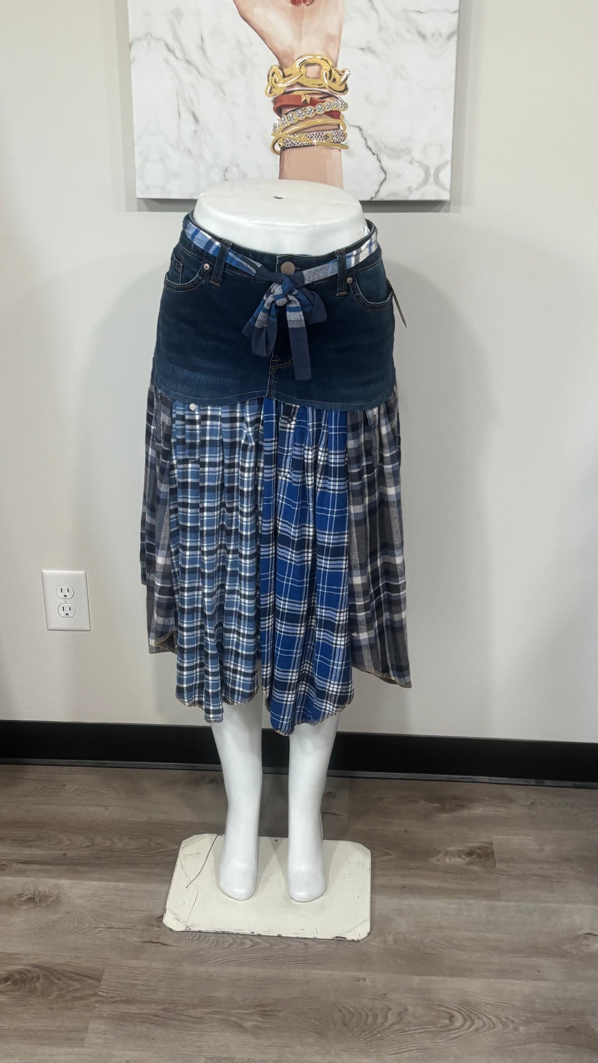 Upcycled Denim Men’s Flannel Shirt Skirt | One-of-a-Kind