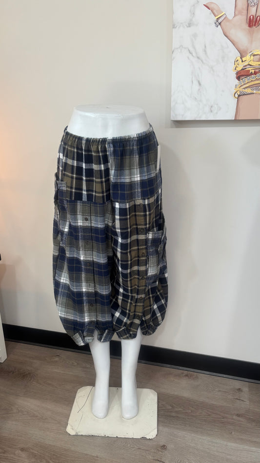 Upcycled Men’s Flannel Shirt Balloon Pants | Handmade & One of a Kind