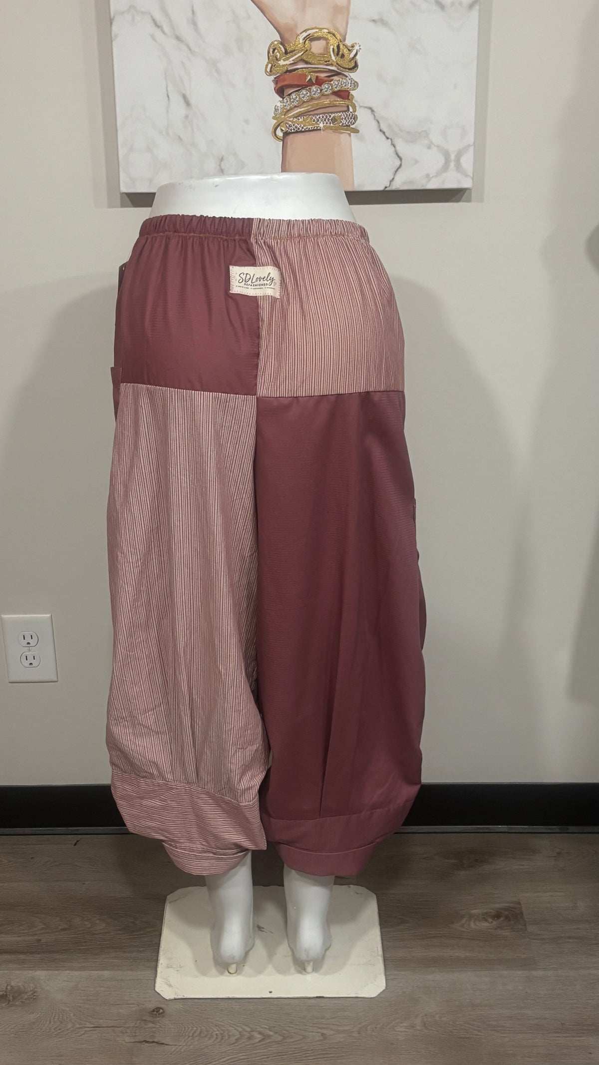 Upcycled Men’s Shirt Balloon Pants | Handmade Boho Pants | Sustainable Lounge Pants | One of a Kind Patchwork Pants