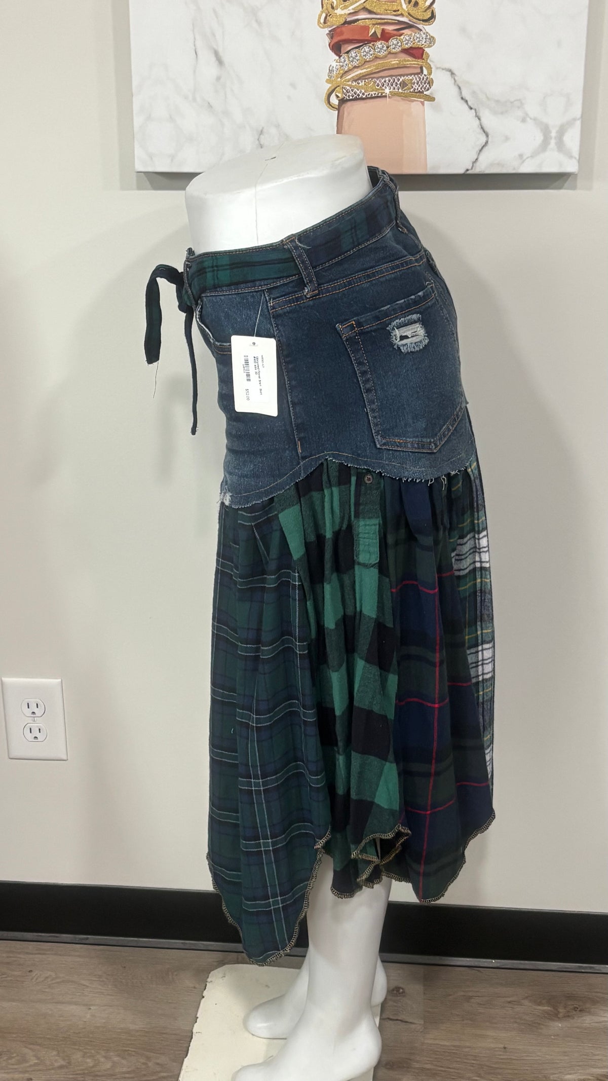 Upcycled Denim Men’s Flannel Shirt Skirt | One-of-a-Kind