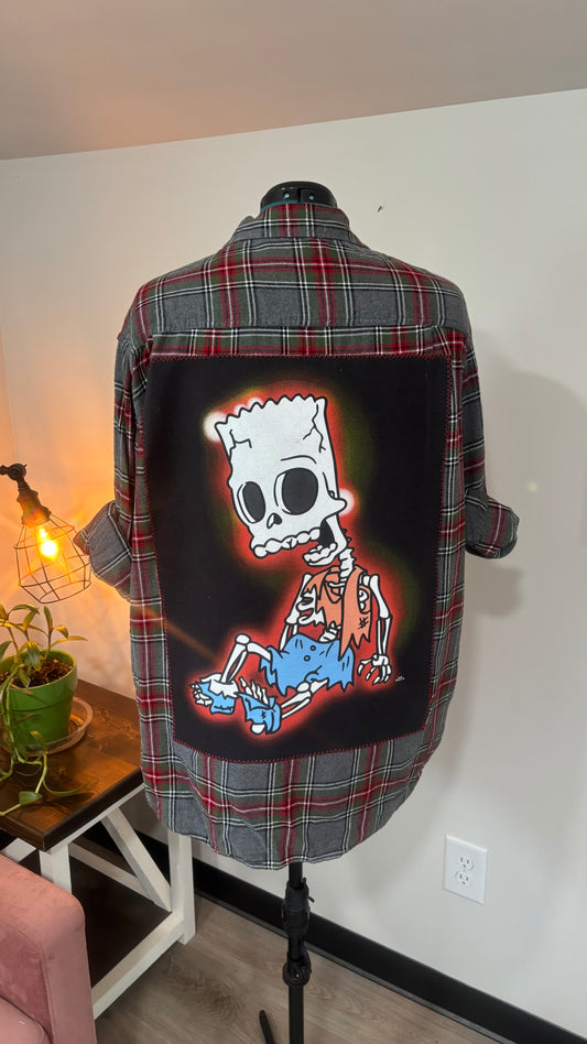 Skeleton Bart Simpson - Refashioned Flannel