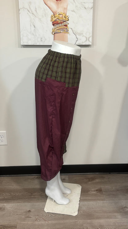 Upcycled Men’s Shirt Balloon Pants | Handmade Boho Pants | Sustainable Lounge Pants | One of a Kind Patchwork Pants