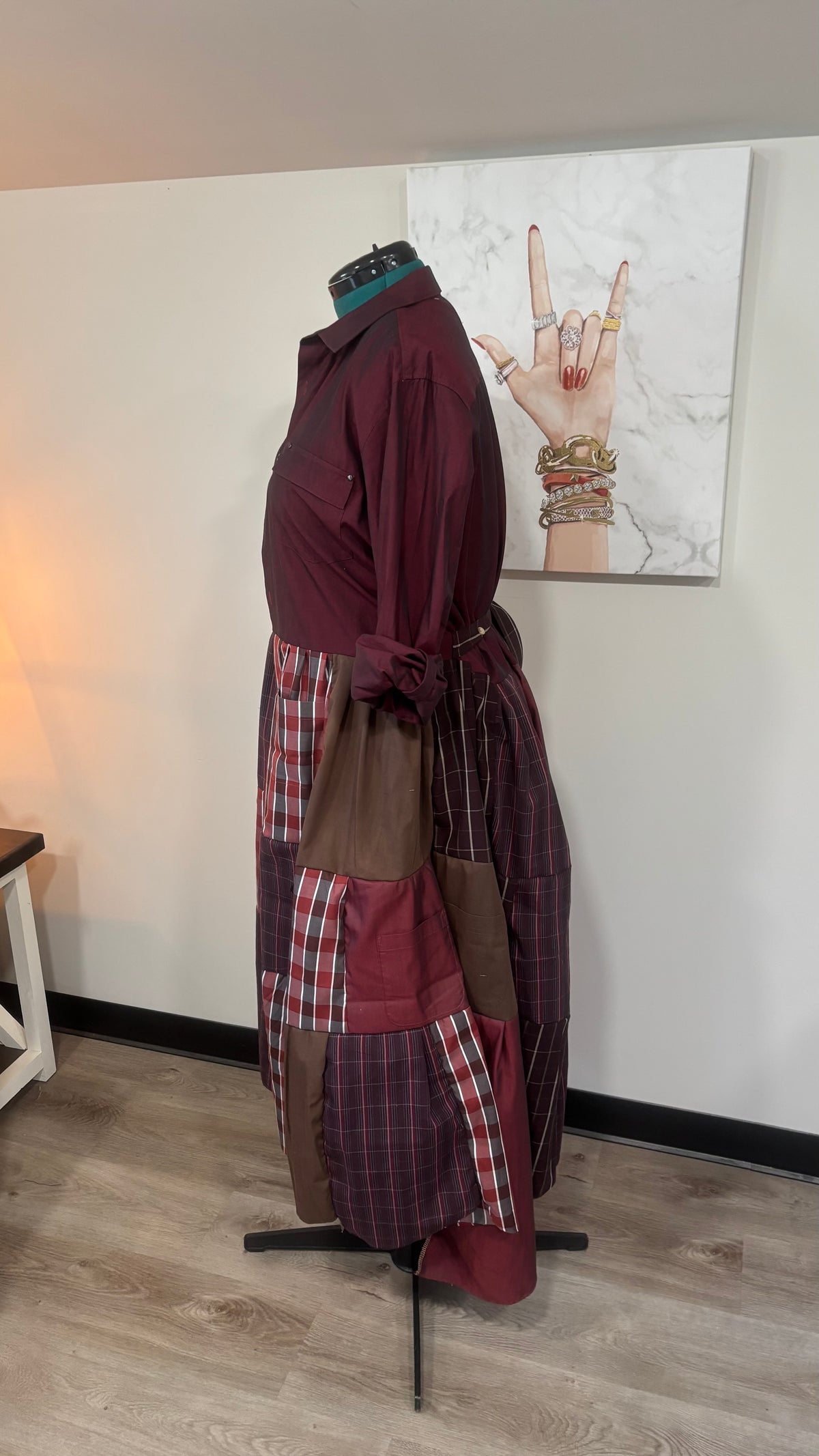 Upcycled Men’s Shirt Patchwork Duster | One of a Kind Plaid Dress