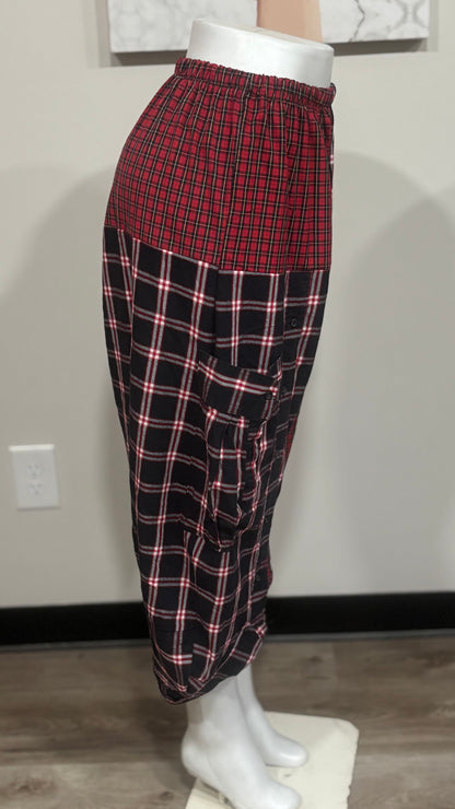 Upcycled Men’s Shirt Balloon Pants | Handmade Boho Pants | Sustainable Lounge Pants | One of a Kind Patchwork Pants