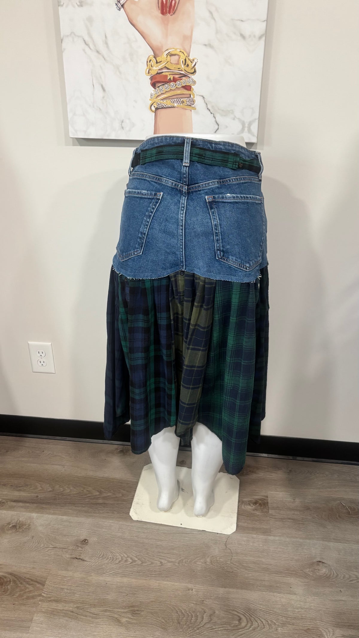 Upcycled Denim Men’s Flannel Shirt Skirt | One-of-a-Kind